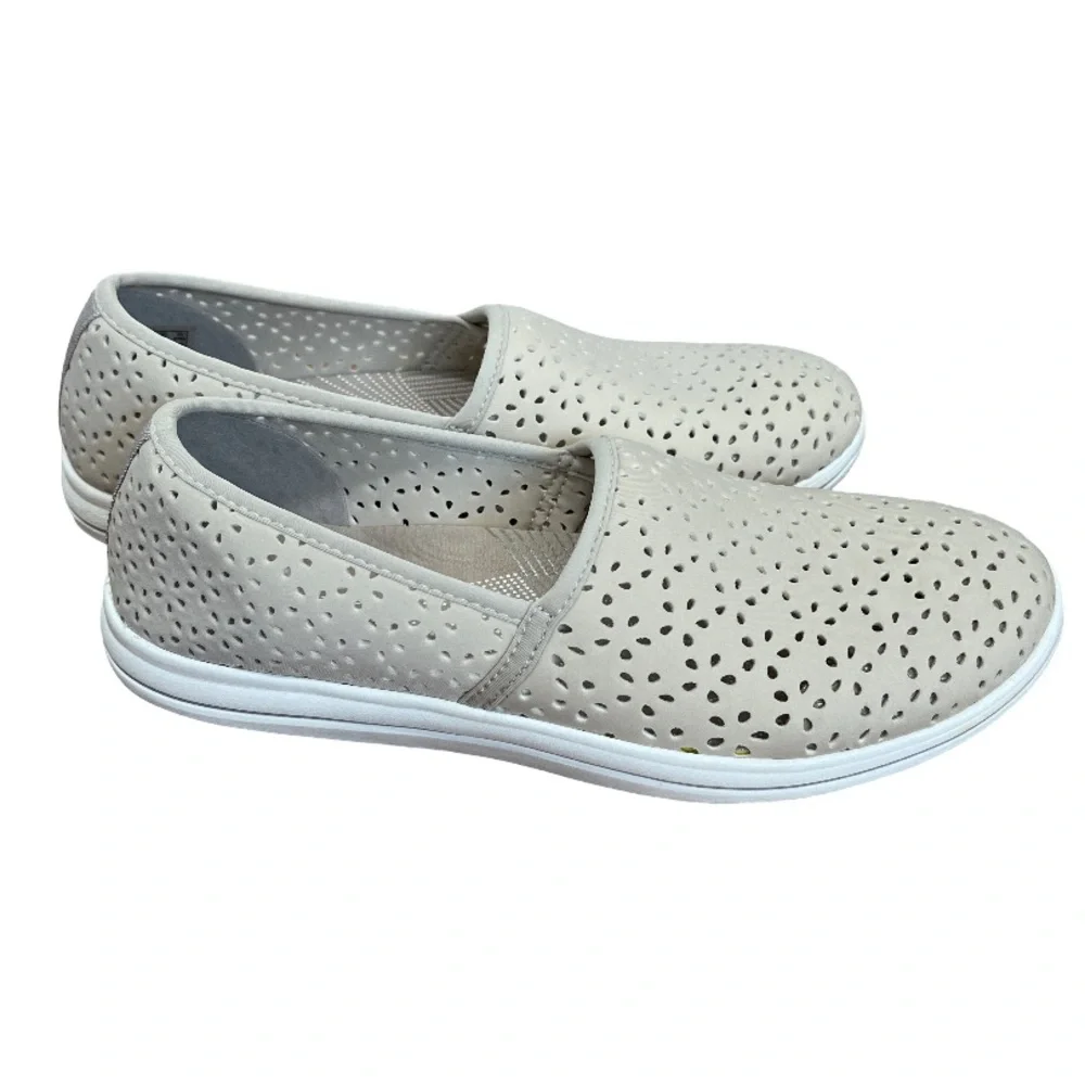 Clarks Cloudsteppers Women’s 8M Beige Canvas Comfort Slip‑On Shoes - Picture 2 of 6